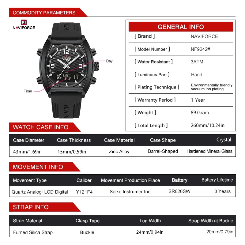 NAVIFORCE Men Dual Display Wat - đánh giá và giá Watch Display Box
